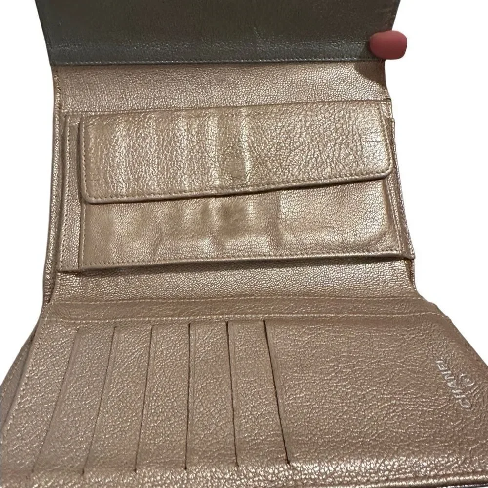 Chanel Metallic Gray Quilted Wallet